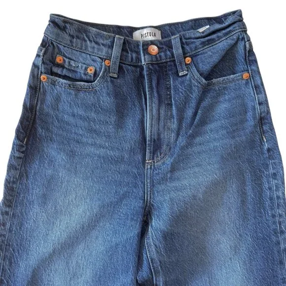 Pistola Lana Wide Leg Crop High Rise Raw Hem Ankle Jeans Palladium Wash size 24P - Picture 3 of 6